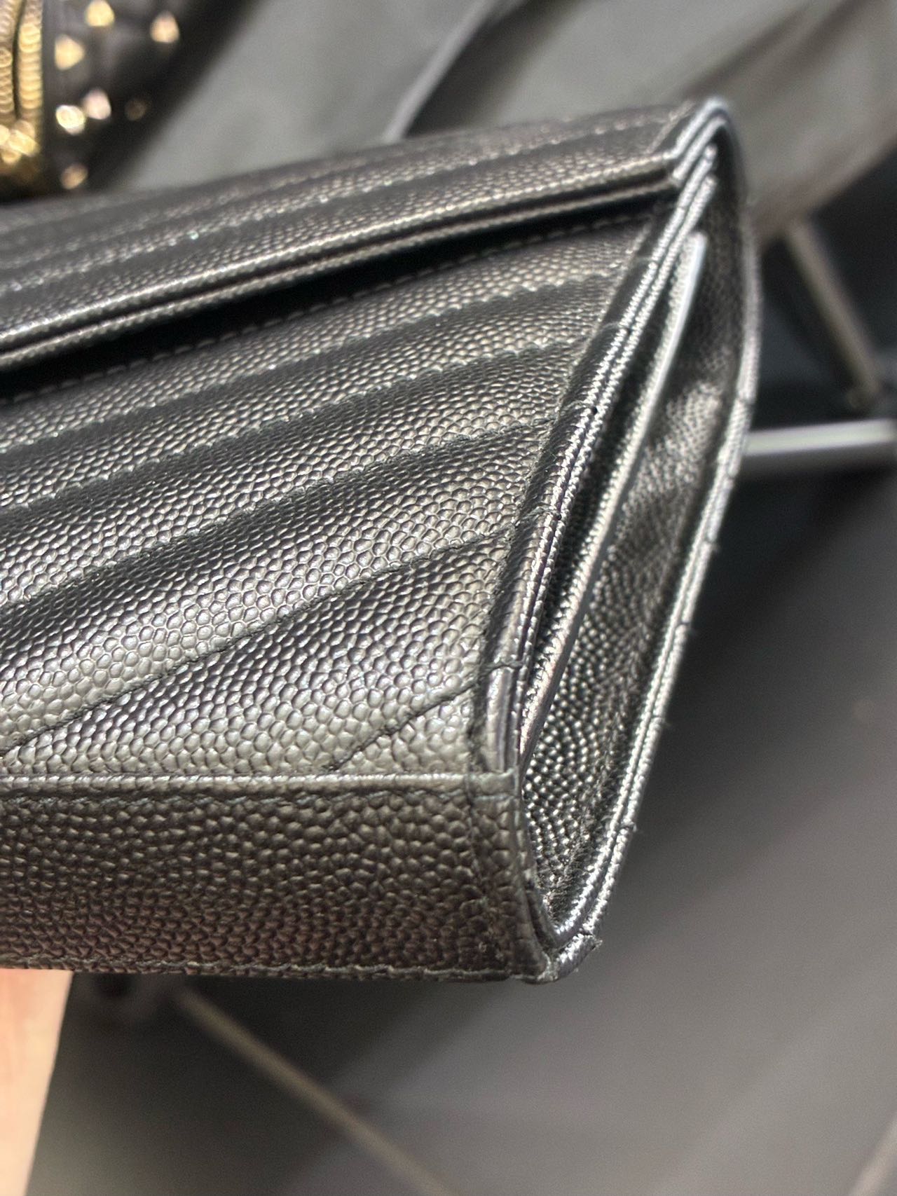 Pre-owned Certified YSL Saint Laurent Monogram Wallet on Chain in Black Caviar Leather with Silver Hardware, 2019, w/ full set