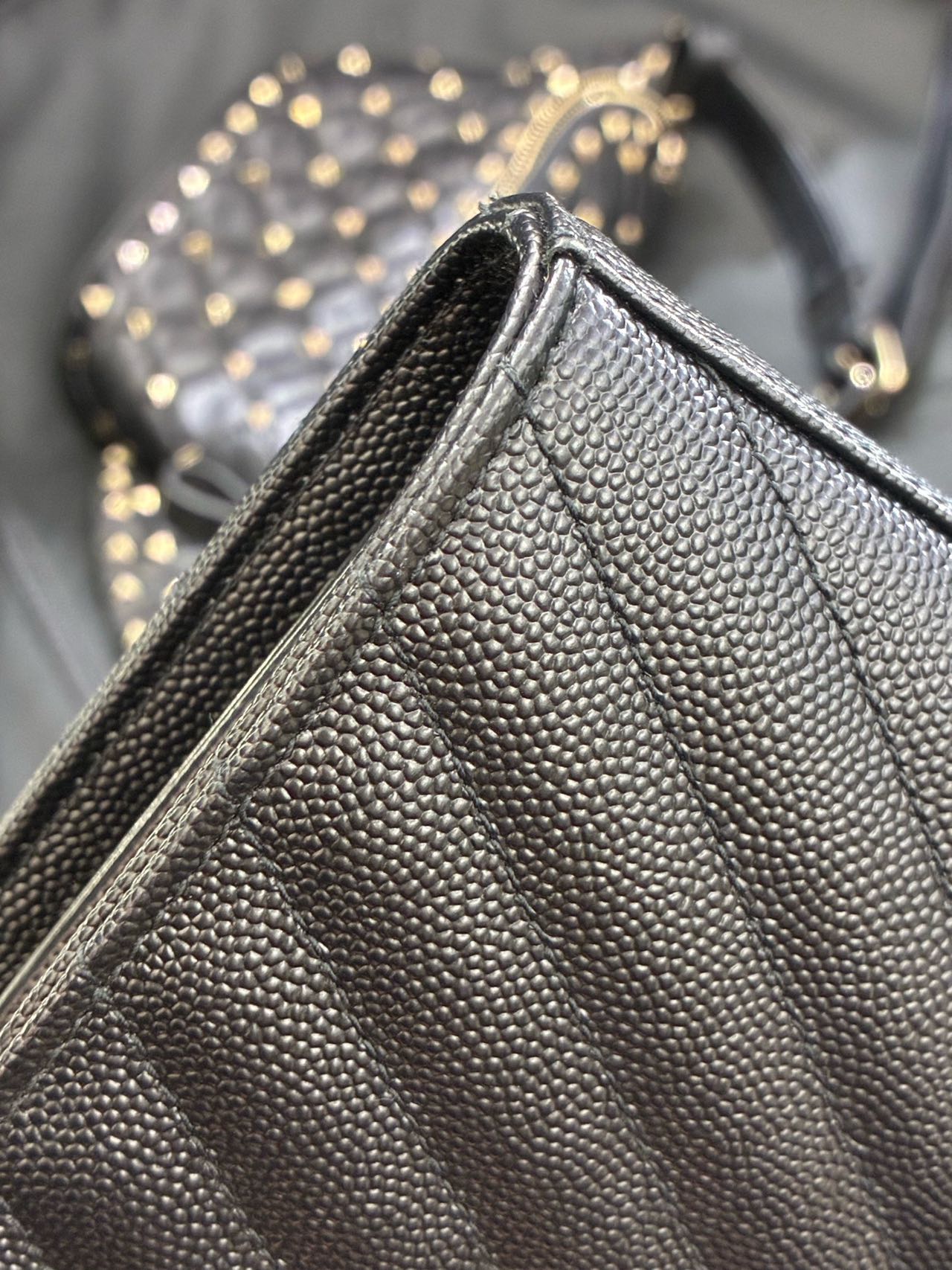 Pre-owned Certified YSL Saint Laurent Monogram Wallet on Chain in Black Caviar Leather with Silver Hardware, 2019, w/ full set