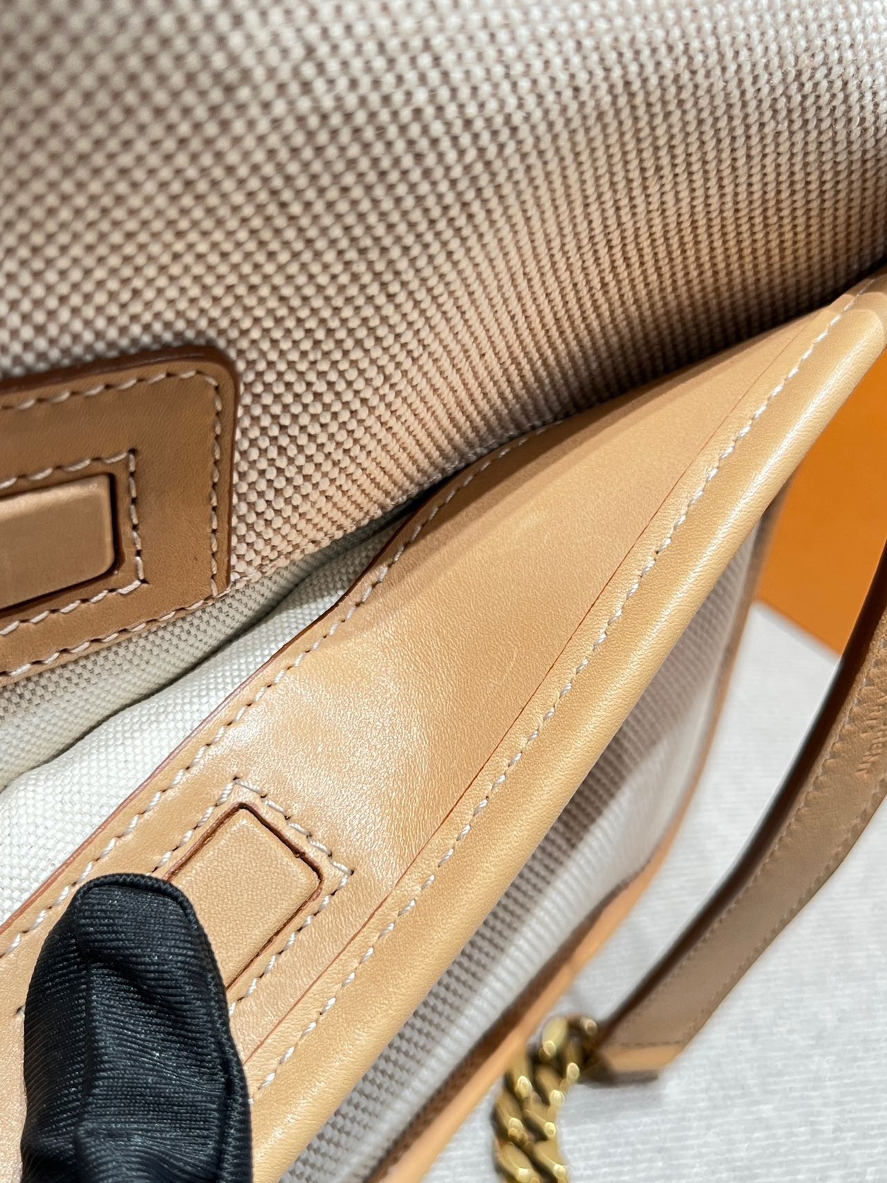 Pre-owned Certified Saint Laurent YSL Medium Niki Bag in Beige Canvas and Brown Leather with Golden Hardware