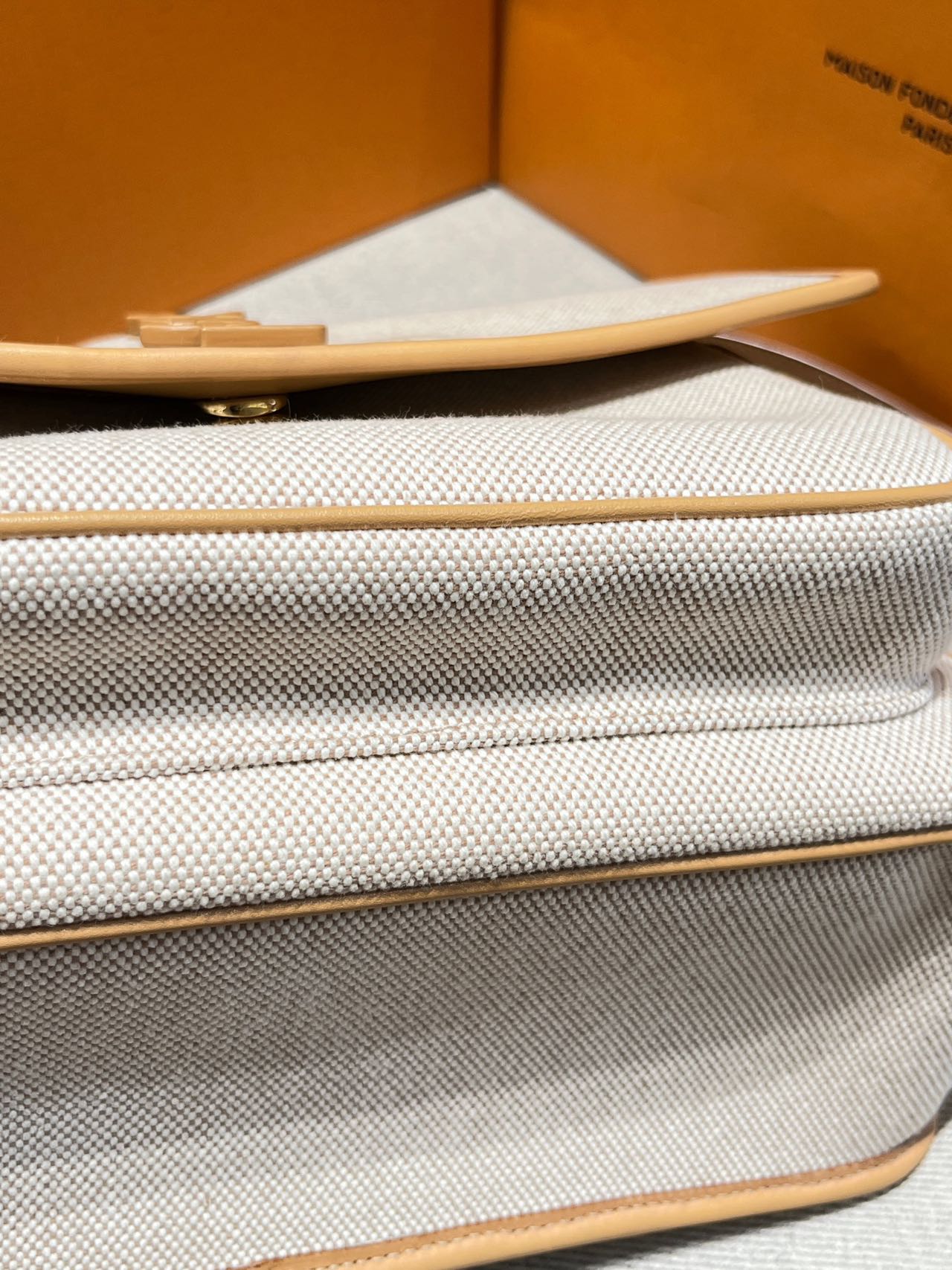Pre-owned Certified Saint Laurent YSL Medium Niki Bag in Beige Canvas and Brown Leather with Golden Hardware