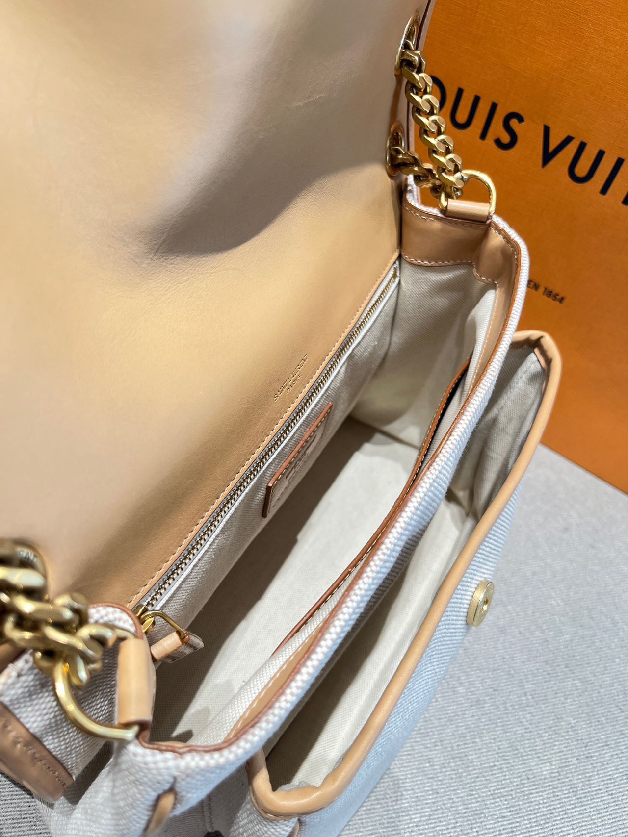 Pre-owned Certified Saint Laurent YSL Medium Niki Bag in Beige Canvas and Brown Leather with Golden Hardware