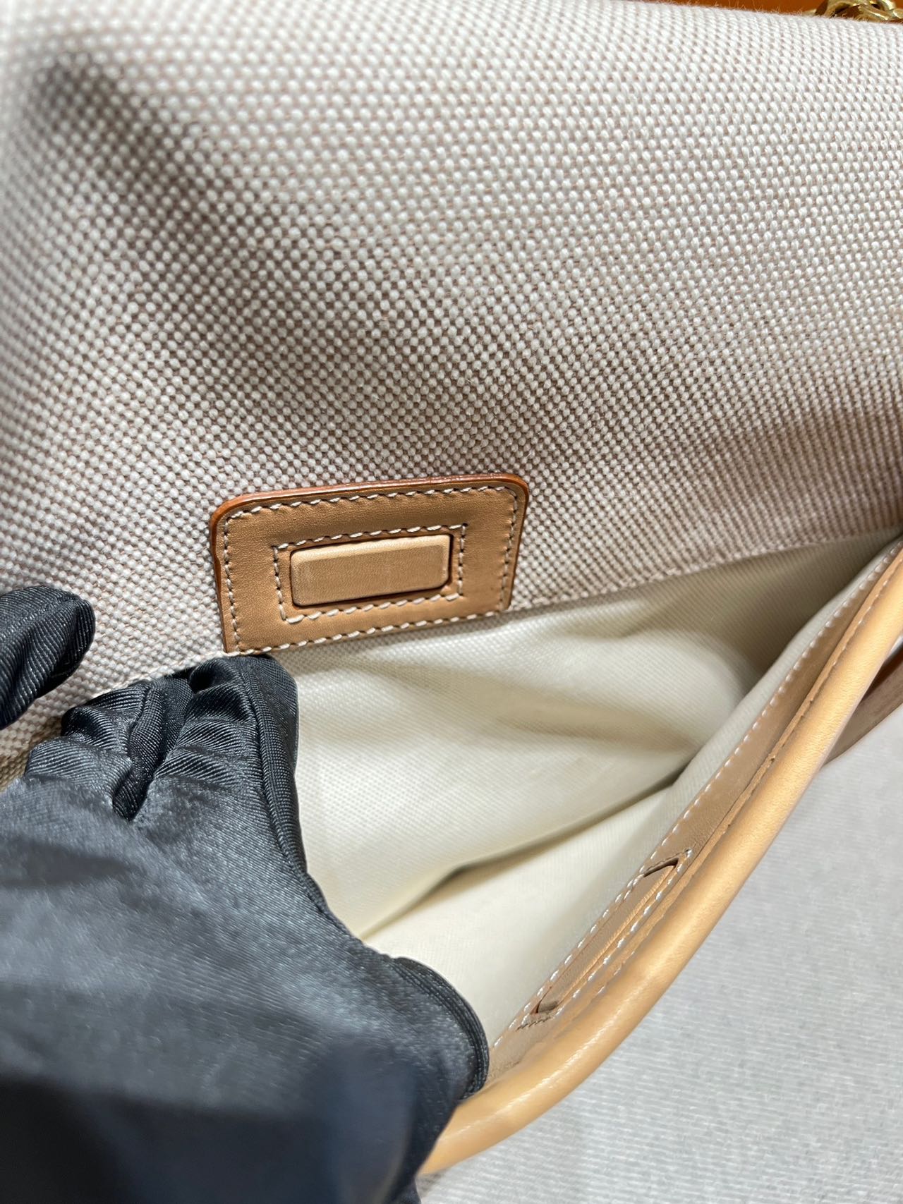 Pre-owned Certified Saint Laurent YSL Medium Niki Bag in Beige Canvas and Brown Leather with Golden Hardware