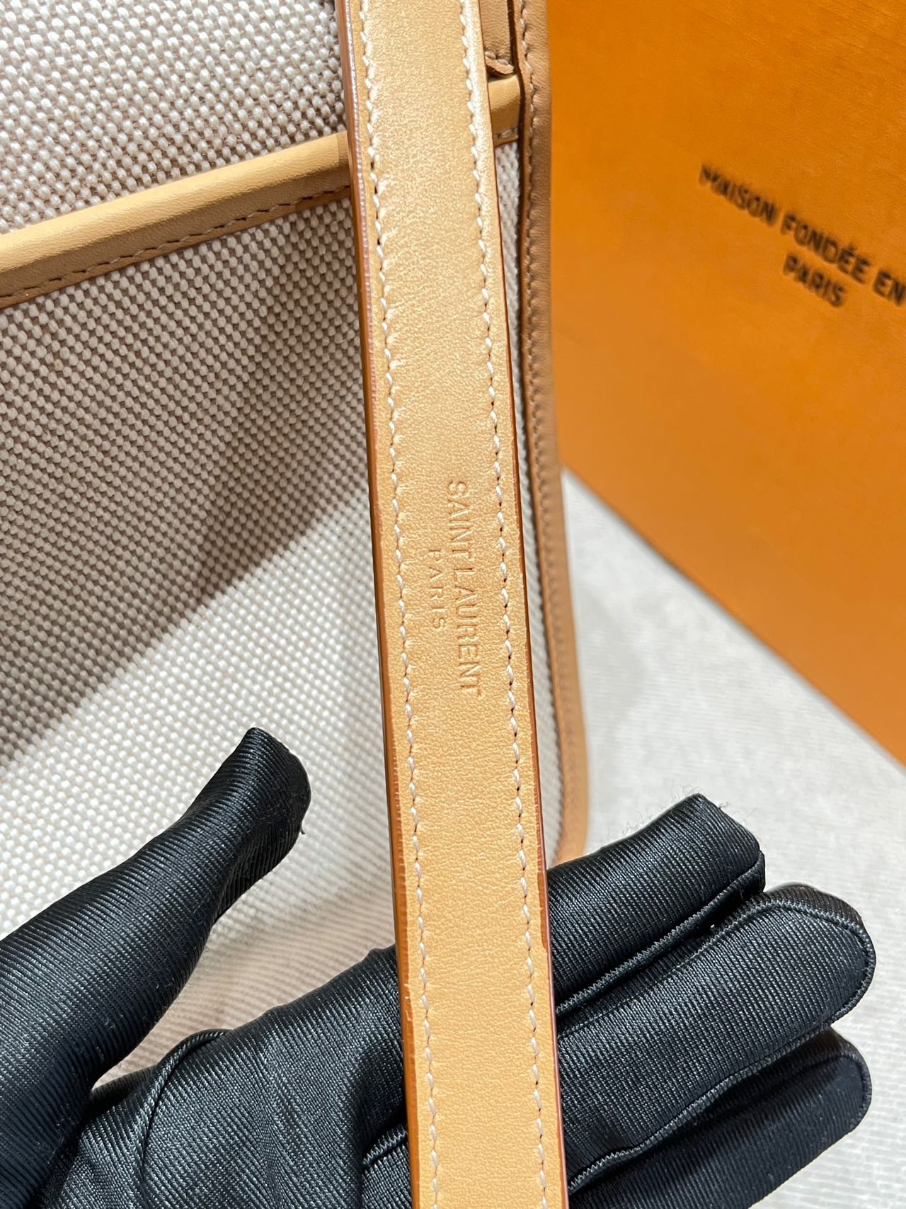 Pre-owned Certified Saint Laurent YSL Medium Niki Bag in Beige Canvas and Brown Leather with Golden Hardware