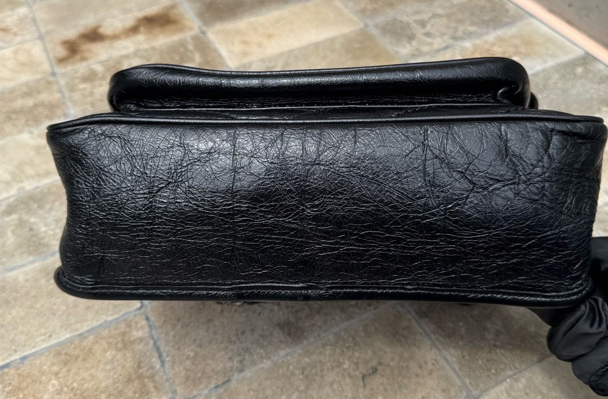 Pre-owned Certified Saint Laurent YSL Medium Niki Bag in Black Vintage Calfskin with Silver Hardware, 2019, w/ dust bag