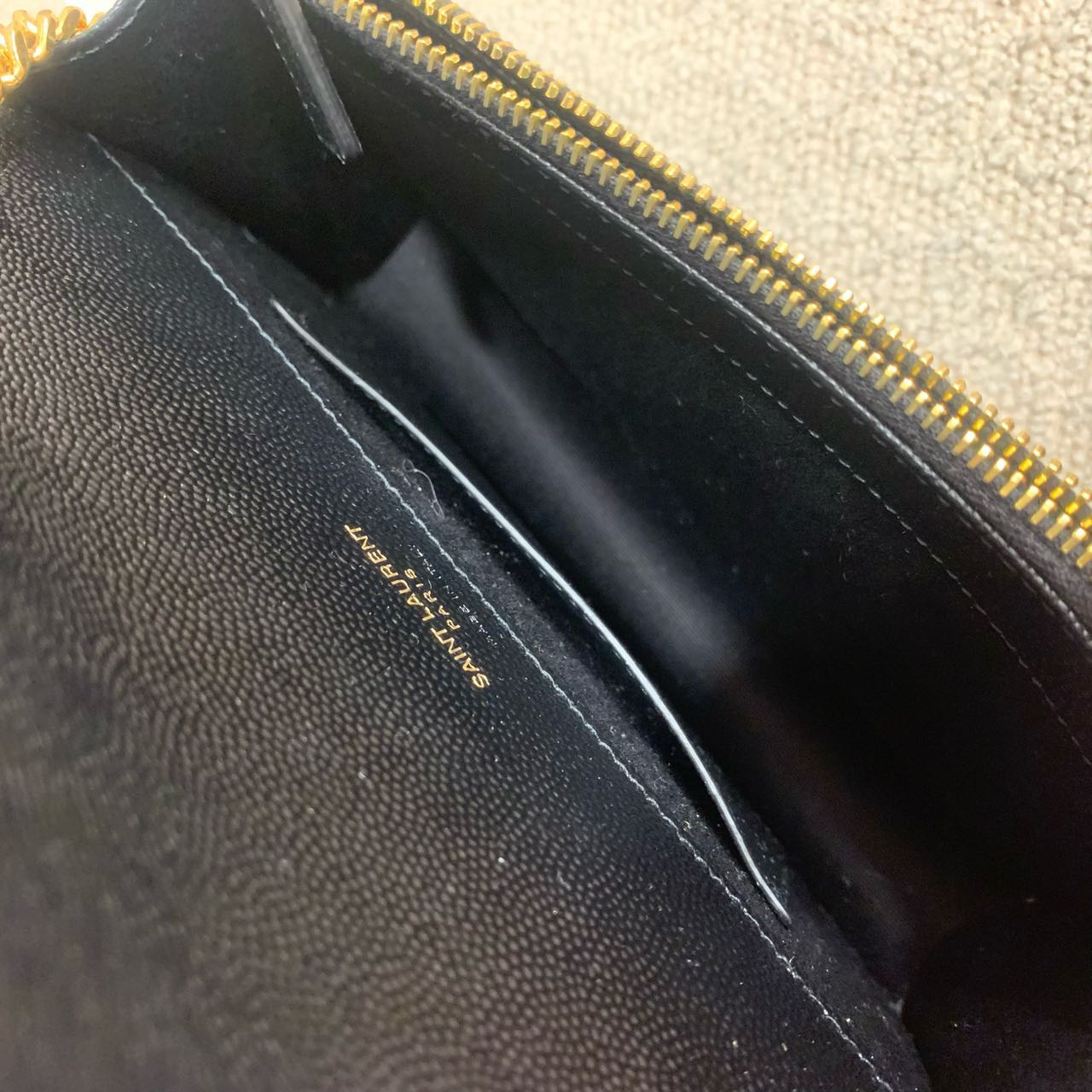 Pre-owned Certified YSL Saint Laurent Cassandre Envelope Chain Wallet in Black Caviar Leather with Golden Hardware, 2025, w/ full set