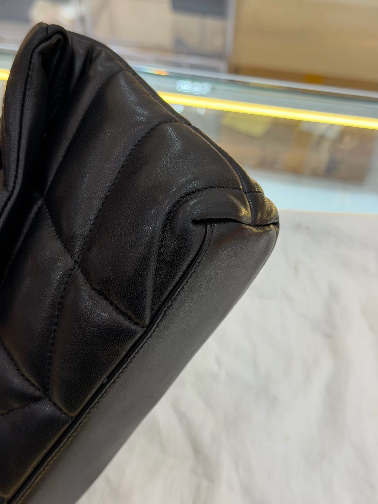 Pre-owned Certified YSL Saint Laurent Mini Puffer in Black Lambskin with Golden Hardware, 2025