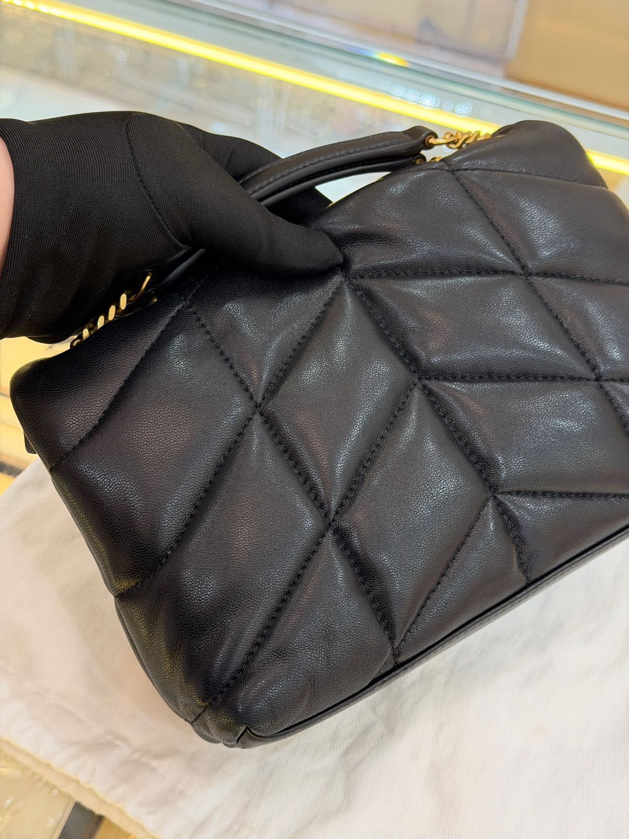 Pre-owned Certified YSL Saint Laurent Mini Puffer in Black Lambskin with Golden Hardware, 2025