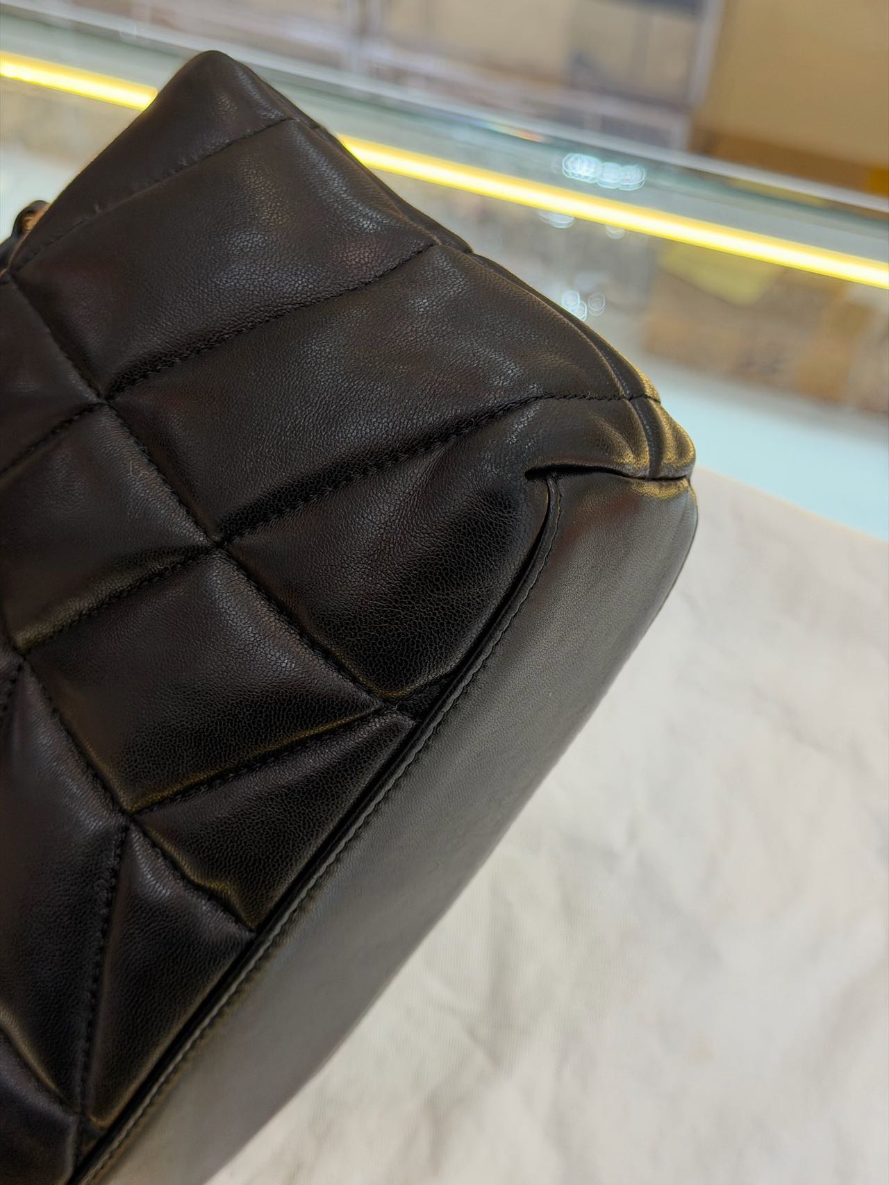 Pre-owned Certified YSL Saint Laurent Mini Puffer in Black Lambskin with Golden Hardware, 2025