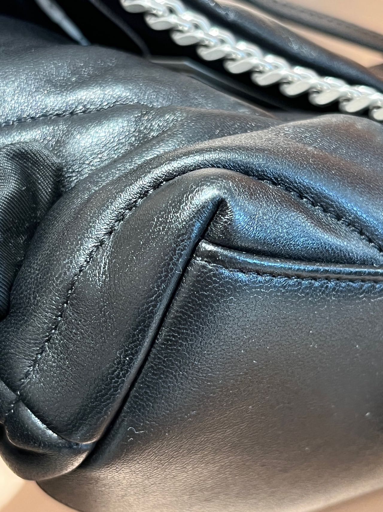 Pre-owned Certified YSL Saint Laurent Small Puffer in Black Lambskin with Silver Hardware