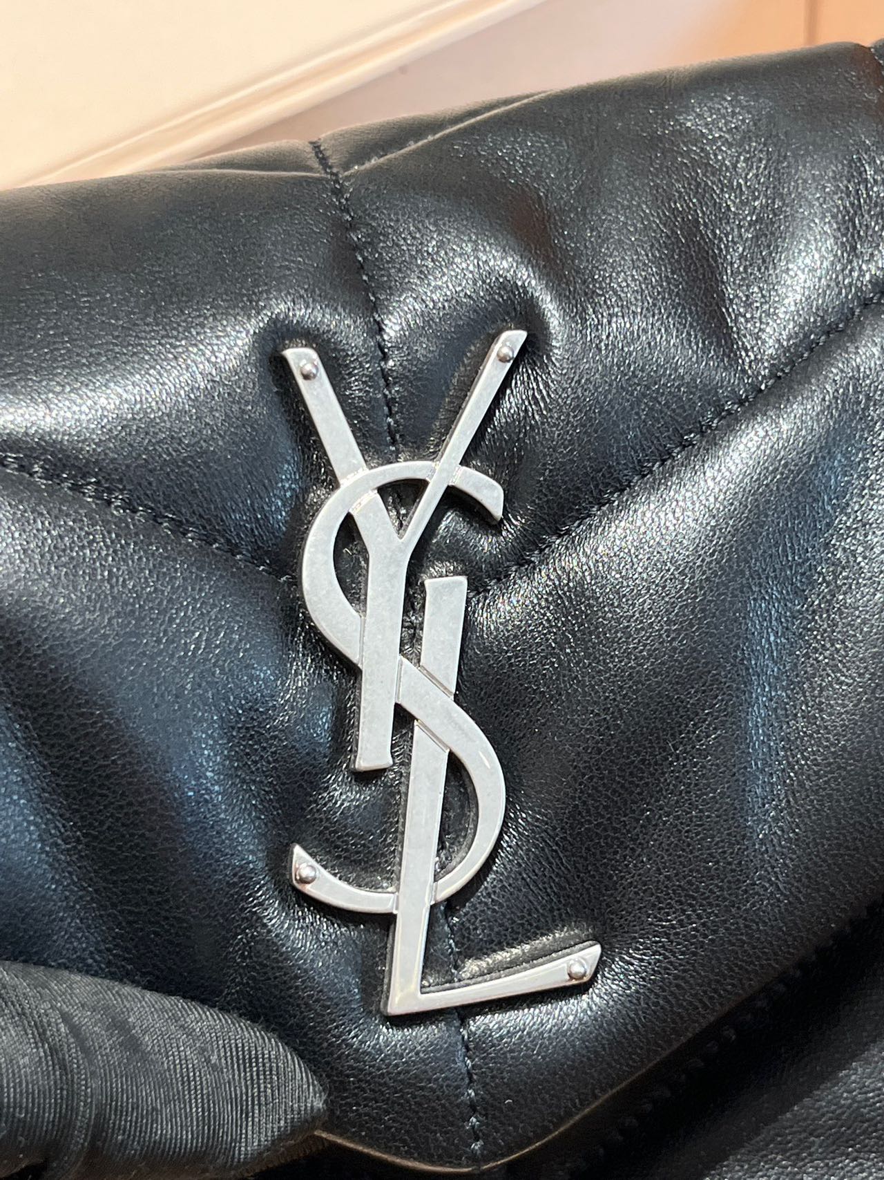 Pre-owned Certified YSL Saint Laurent Small Puffer in Black Lambskin with Silver Hardware