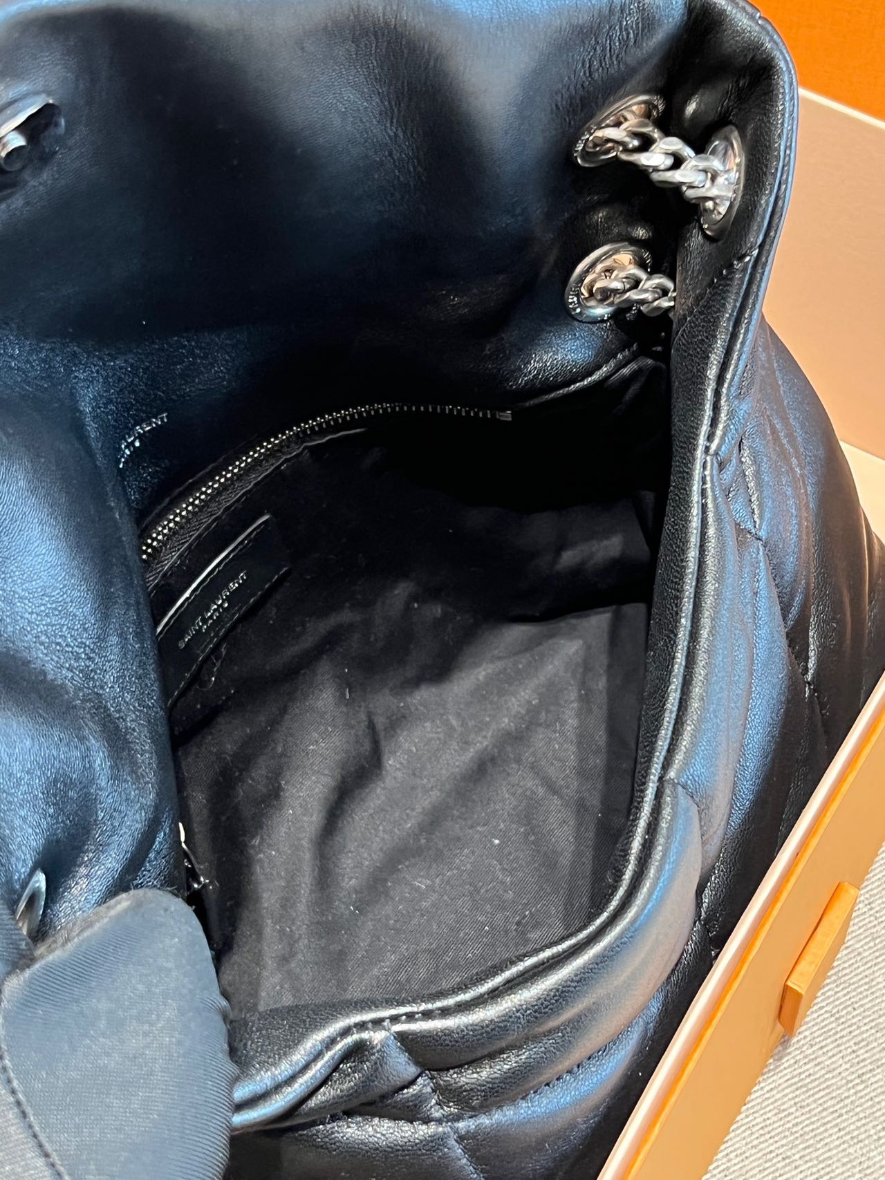 Pre-owned Certified YSL Saint Laurent Small Puffer in Black Lambskin with Silver Hardware