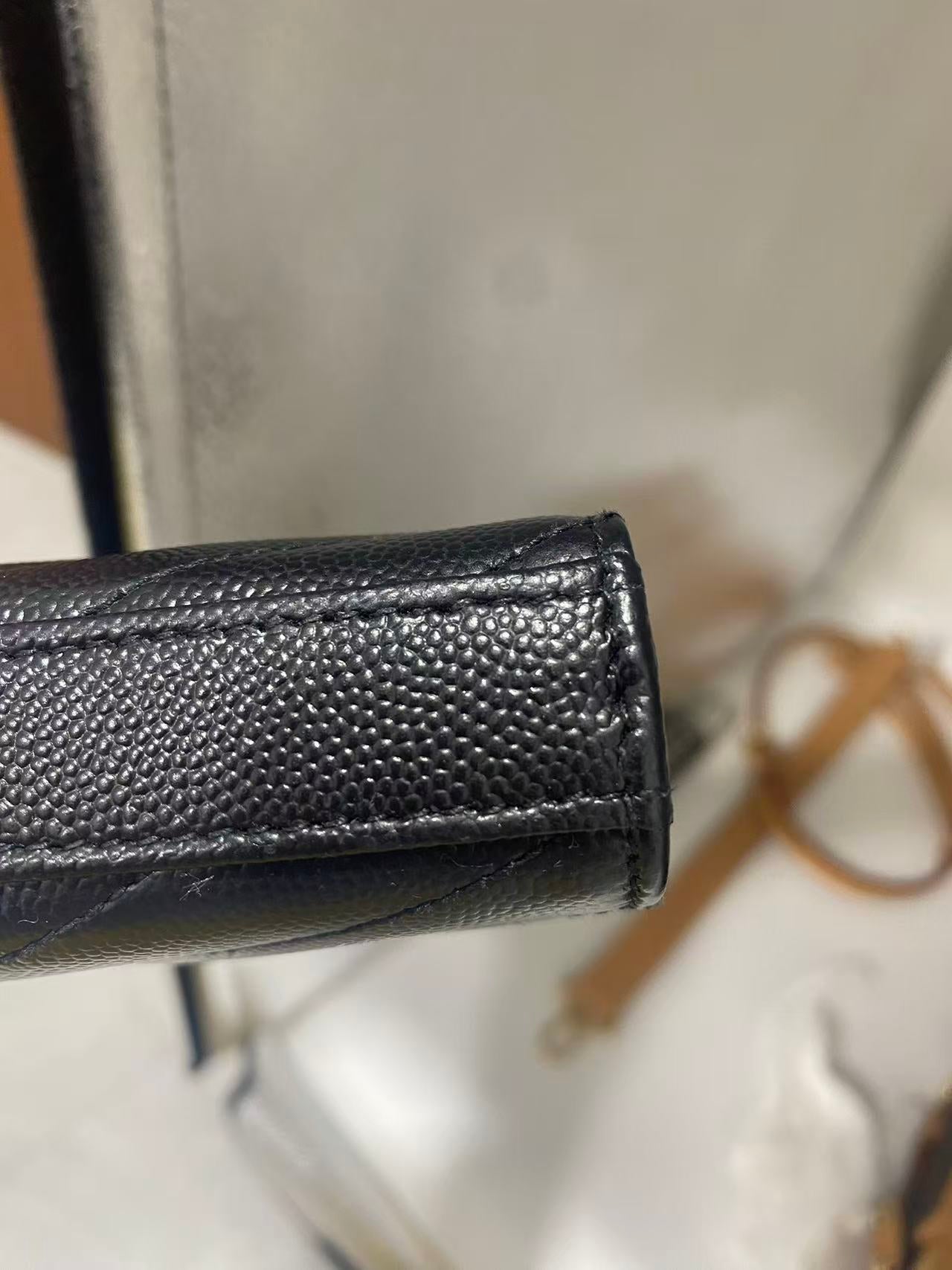 Pre-owned Certified  YSL Saint Laurent Monogram Wallet on Chain in Black Caviar Leather with Silver Hardware, 2021, w/ dust bag