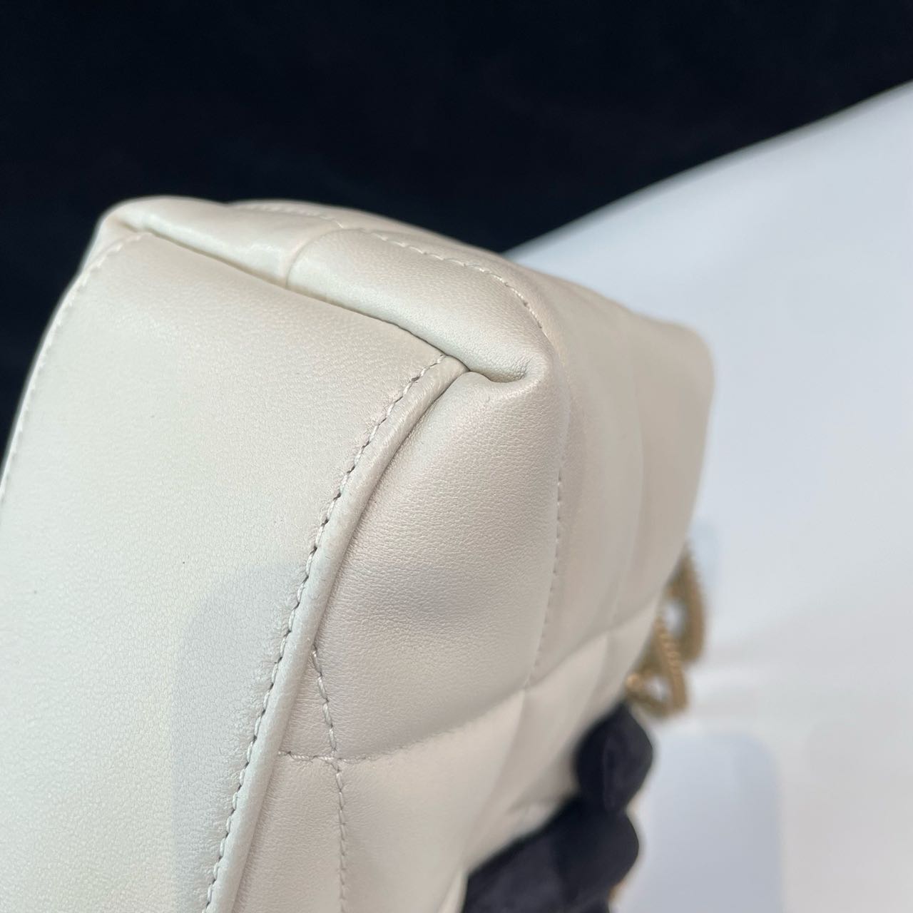 Pre-owned Certified YSL Saint Laurent Toy Puffer in White Lambskin with Golden Hardware, 2024, w/ dust bag