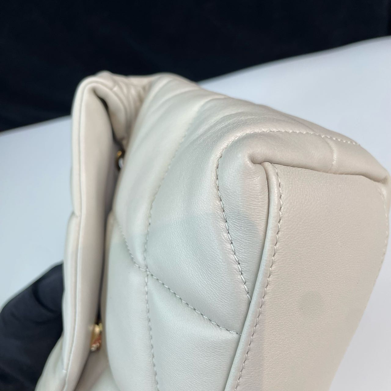 Pre-owned Certified YSL Saint Laurent Toy Puffer in White Lambskin with Golden Hardware, 2024, w/ dust bag