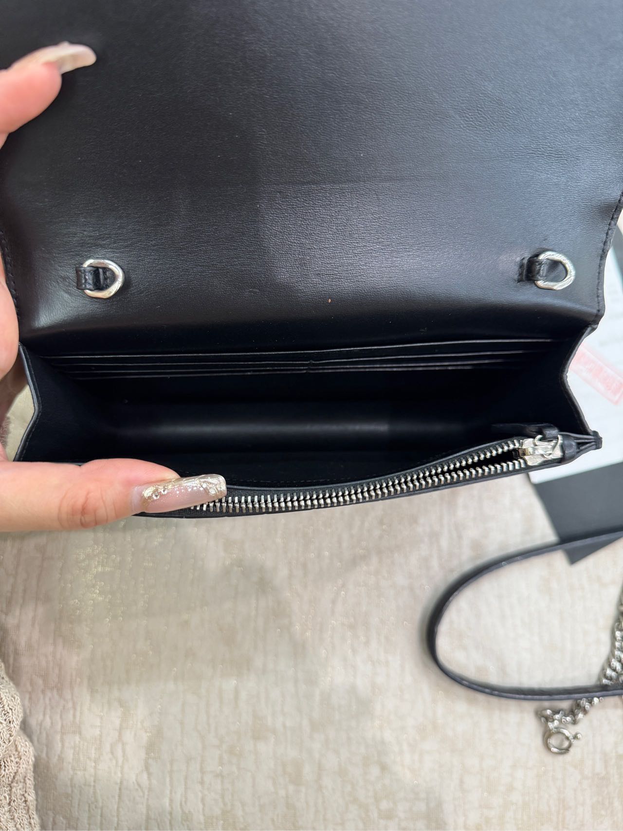 Pre-owned Certified Saint Laurent YSL Small Classic Monogram WOC in Black Crocodile Embossed Calfskin with Silver Hardware