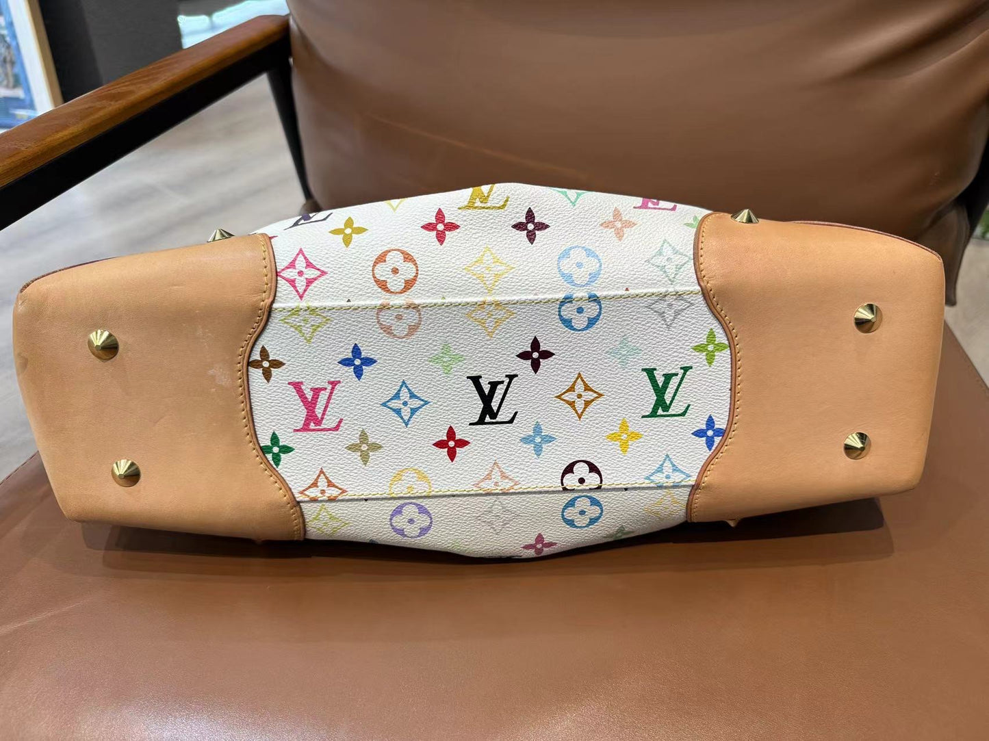 Pre-owned LV Louis Vuitton Judy GM White Murakami Multicolor Monogram