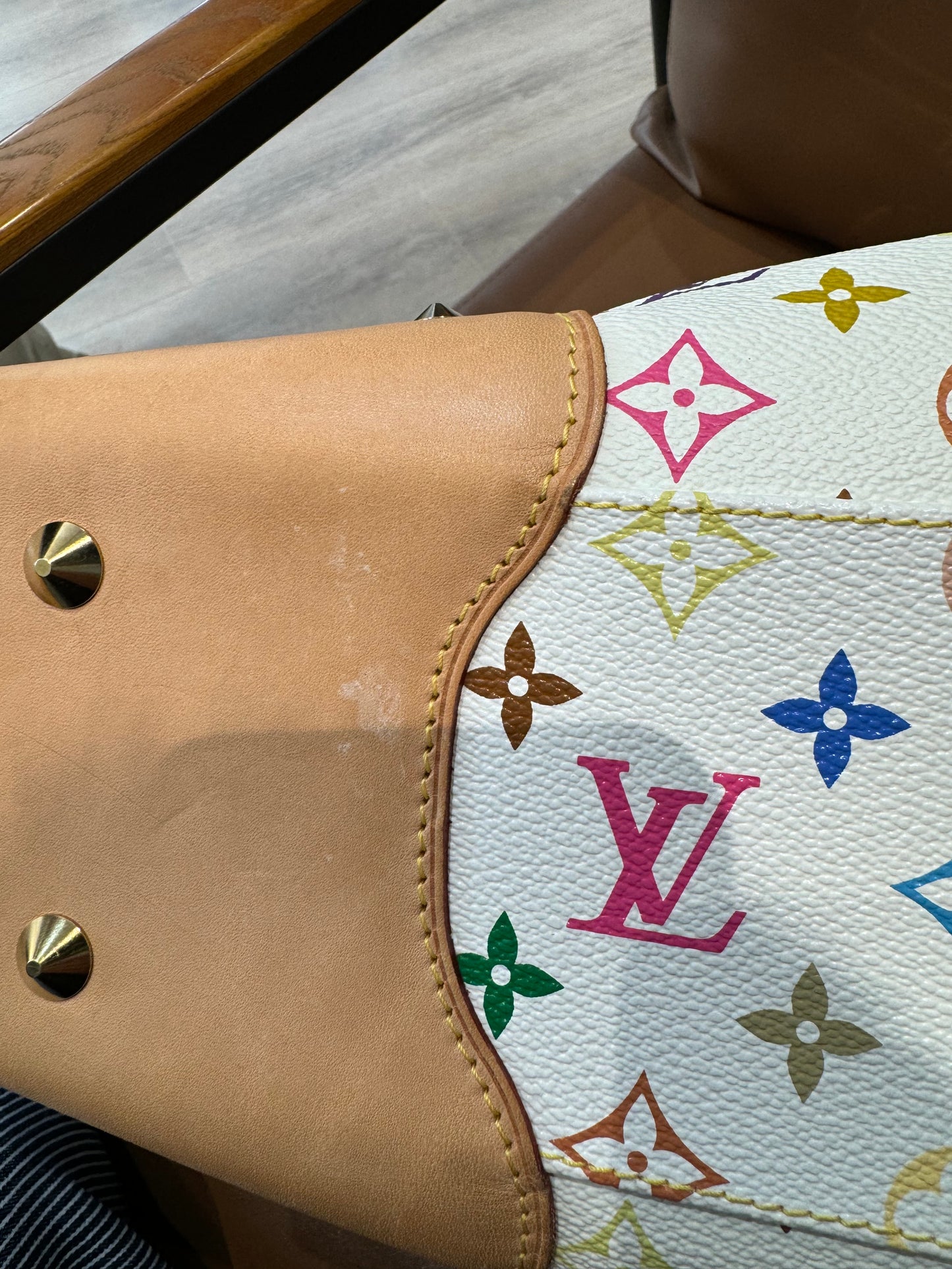 Pre-owned LV Louis Vuitton Judy GM White Murakami Multicolor Monogram