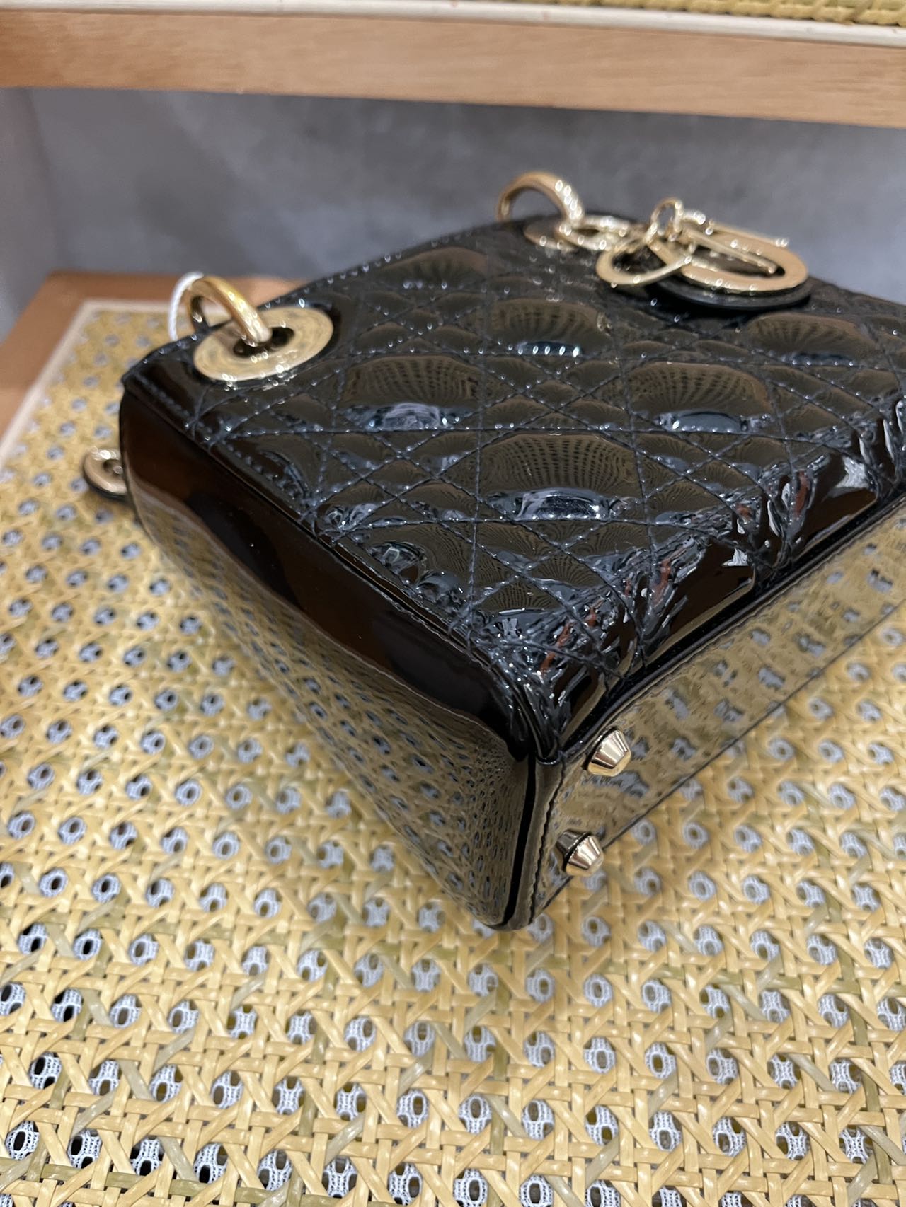 Pre-owned Certified Dior Mini Lady Dior in Black Patent Leather with Golden Hardware, 2020, w/ Full set