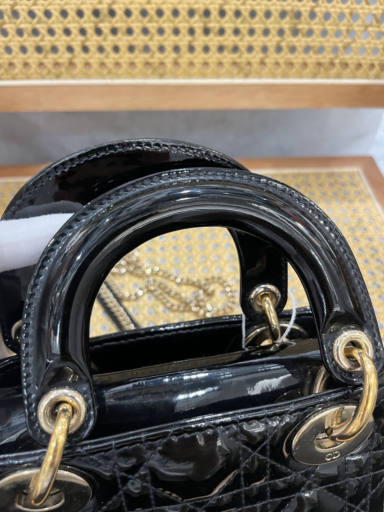 Pre-owned Certified Dior Mini Lady Dior in Black Patent Leather with Golden Hardware, 2020, w/ Full set